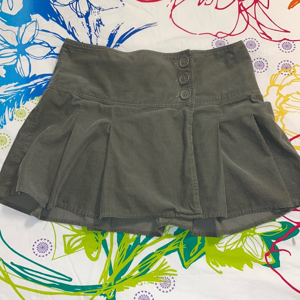 Indie Sleaze Olive Green Corduroy Mini Skirt